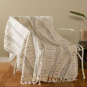 Manta de Algodón Estampada a Mano Ecológica de Lujo, 50x70 Pulgadas, Suave y Transpirable, para Todas las Estaciones, para Sofá, Cama, Sala de Estar - Product Image 1