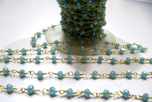 Cadena de Cuarzo Hidroquímico Aati con Cuentas Facetadas de Calcedonia Aqua Mística de 3-4mm - Product Image 3