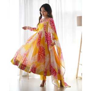 ชุดสูท anarkali organza นุ่มแท้พร้อม DKB -27เย็บเต็มที่ - Product Image 4