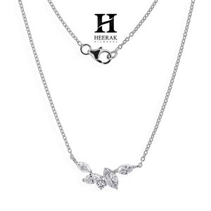 Delicado Collar con Hoja de Diamante Corte Marquesa, Plata de Ley 925, Colgante Floral Minimalista para Mujer, Joyería Fina para Uso Diario - Product Image 2