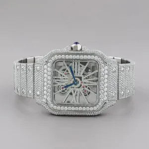 Reloj de Pulsera de Diseño para Hombre, de Lujo, de Alta Calidad, con Esfera Romana, Cristal, Diamantes, Moissanita, Chapado en Blanco, Personalizado, Inteligente, con Banda de Dos Tonos - Product Image 3