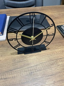 Black <b>Table</b> Top <b>Clock</b> Suitable For Workspace Offices And Home Side <b>Tables</b> Modern Desk Decor Handcrafted From India - Product Image 6