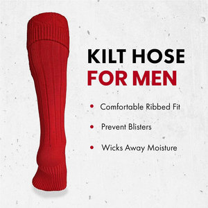 Custom Logo Men Highland Kilt Red Hose <b>Socks</b> Scottish <b>Wool</b> Blend Long <b>Socks</b> Soft Comfortable Material for Daily Wear - Product Image 2