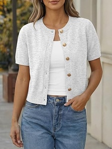 Suéter Rosa de Punto con Cuello Redondo para Mujer, Mezcla de Lana Suave, Cómodo y Ligero - Product Image 3