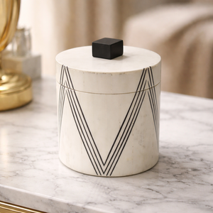 Premium Round Decorative Storage <b>Box</b> with Lid – Modern Resin & MDF Organizer - Product Image 1