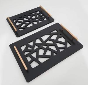 <b>Decorative</b> Metal Serving Tray Gold Finish handle Iron Tray for Coffee Table Kitchen Serving Platter Home Decor Display Tray - Product Image 5