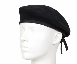 Black Wool <b>Beret</b> Style Cap Uniform Style Fashion Adjustable Drawstring Classic Vintage Unisex Headwear - Product Image 3