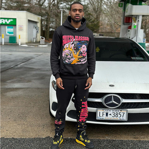 Mens Winter Graphic Print <b>Hoodie</b> Jogger Tracksuit Set Black Colorful Two Piece Sweatsuit Streetwear Casual Fashion Outfit - Product Image 2