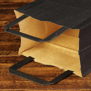 Bolsas de papel kraft negras impresas con su propio logotipo, diseño personalizado al por mayor, para alimentos y procesamiento, bolsa de papel reciclado de lujo. - Product Image 4