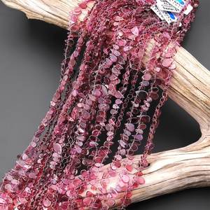 ลูกปัดพลอยสีชมพูอมม่วงธรรมชาติทรงหยดน้ำ เจาะรูตรงกลาง เนื้อเนียนใสพิเศษ - Product Image 3