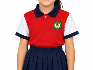 Conjunto de Uniforme Escolar Premium para Niñas con Camiseta Polo Roja y Falda Plisada Azul Marino, Vestido Escolar Elegante y Cómodo para Estudiantes - Product Image 3
