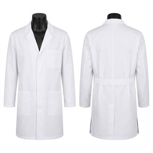 Bata de Laboratorio Blanca Premium 65/35 Poliéster 200 GSM con Logotipo Bordado Personalizado, Uniforme Médico de Laboratorio, Ropa de Trabajo Negra Hardson Unisex - Product Image 1
