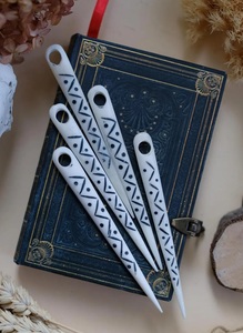 เข็มกระดูกควายคุณภาพสูงพร้อมเข็มถักแบบแกะสลักสำหรับงานทัฟติ้งและโครเชต์ เครื่องมือแกะสลักสำหรับเย็บหนังและงานทอผ้า - Product Image 4