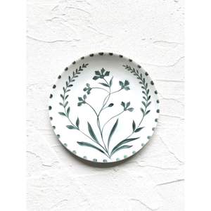 Assiettes de présentation rondes en métal, bord doré, motif branche d'olivier, pour décoration de table de mariage de luxe, vente en gros - Product Image 6