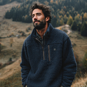 Chaquetas Sherpa para hombre, cuello alto, media cremallera, chaqueta polar Sherpa, chaqueta de invierno cálida y cortavientos para hombre, chaquetas de forro polar Sherpa para hombre - Product Image 2