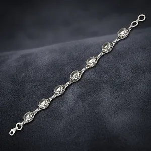 Classic 925 Silver Oval Crystal Birthstone Bracelet <b>Chain</b> Link Unisex Everyday Wear Jewelry - Product Image 6