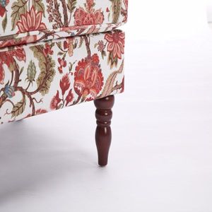 Fauteuil d'appoint au design floral moderne avec pieds en bois rétro, confortable et rembourré, pour salon ou chambre à coucher - Product Image 3