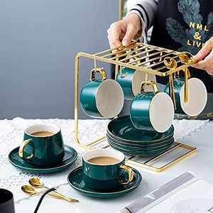 Modern Metal Coffee Mug <b>Rack</b> With 360 Rotating Base For Kitchen Storage Holders Double Tier Design Gold Finish - Product Image 3