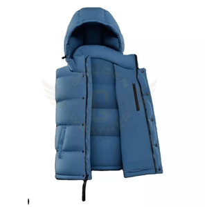 OEM personalizable de los hombres de invierno al por mayor de fábrica 100% de poliéster recubierto impermeable acolchado Puffer chaqueta de cuello alto - Product Image 1