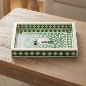 Bandeja Móvil Moderna de Lujo con Incrustaciones de Hueso, Decorativa para Servir, Ideal para Decoración de Comedor, por Tradebyd - Product Image 2