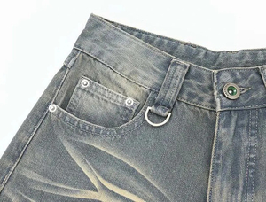 Shorts en jean taille mi-haute pour femme, vente en gros, style décontracté streetwear Y2K, avec ceinture, fabrication sur mesure - Product Image 3