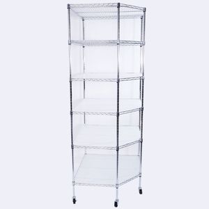 Mensola angolare poligonale cromata con ruote in PP da 2 pollici 680x680x1800mm Argento - Product Image 4