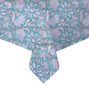Mantel de Algodón 100% Puro con Estampado Floral a Mano, Cuadrado, para Decoración de Bodas, Cubre Mesa de Comedor de 60 Pulgadas, Decoración del Hogar - Product Image 4