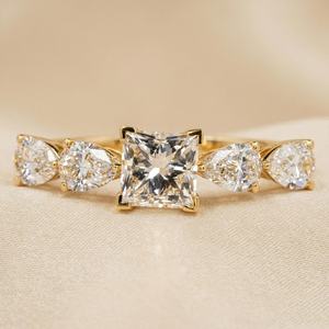Modern Princess And Pear Cut Moissanite Five Stone <b>Ring</b> For Women's original <b>925</b> Sterling <b>Silver</b> Wedding Party Gift For Bride - Product Image 1