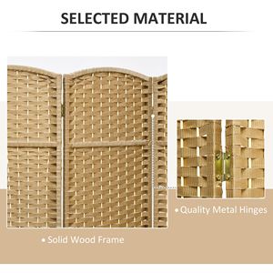Portable 4-Panel 5.6FT Tall <b>Folding</b> Room Divider <b>Screen</b> Nature Wood Privacy Freestanding Partition for Home Office - Product Image 6