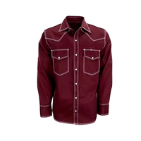Chemise Western orange pour homme, manches longues, coton, style workwear, coupe confortable