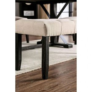 Sedia Rustica Classica in Legno Massello con Seduta Imbottita in Tessuto di Lino Avorio, 1 Pezzo, per Sala da Pranzo o Colazione - Product Image 6