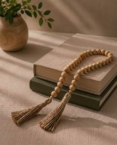 Guirlande en bois naturel faite à la main, décorative, pour centre de table, étagère, cheminée, décoration de maison et d'événements - Product Image 5
