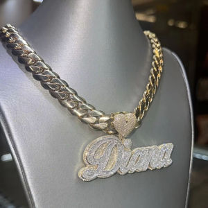 Pendentif personnalisé avec nom en argent sterling 925 et diamant moissanite pour homme, style hip-hop unisexe, pendentifs et breloques - Product Image 1