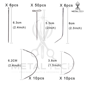 Ultimate Hair <b>Extension</b> Kit Straight, T-Pins, Bent, and Curved Needles Comprehensive Tool Set for Professional Wig Stylists - Product Image 6