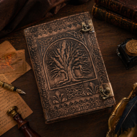 Nouveau carnet de croquis et journal à couverture rigide en cuir vintage fait main, relié à la main, avec bordure festonnée, thème Arbre de Vie Celtique, idéal pour la calligraphie – Cadeau