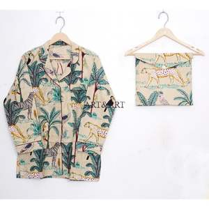 Conjunto de Pijama de Algodón con Estampado Floral para Mujer, Diseño Nuevo y Más Vendido, Disponible en Diferentes Tallas, de la India - Product Image 2