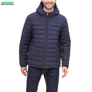 Contrast Zipper Trim Sports Puffer <b>Jacket</b> <b>Men</b> Activewear Gym Training <b>Running</b> Hooded Warm Quilted Outwear Pack - Product Image 3