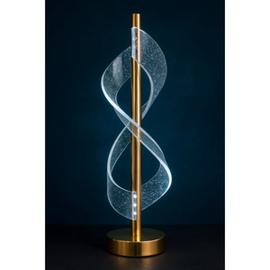 Modern Spiral LED <b>Table</b> <b>Lamp</b> with Brushed Gold <b>Base</b> S-Wave Swirl Nightstand Light for Luxury Home Decor & Bedroom Ambiance - Product Image 4