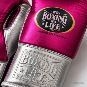 No Boxing No Life Boxing Gloves Pink Silver Laced Training Gloves Embossed Logo Hecho En Mexico Unisex Adult - Product Image 3