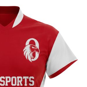Maillot de football pour femmes à col en V, rouge et blanc, manches courtes, haut confortable, vêtements de sport, maillot de football personnalisé pour l'entraînement en équipe et les matchs - Product Image 6