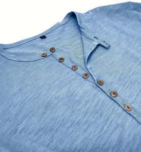 Men's Long Sleeve Henley T-Shirt Solid Color Knitted Cotton/Bamboo Fiber Regular Fit Casual Breathable Regular Enzyme Wash - Product Image 5