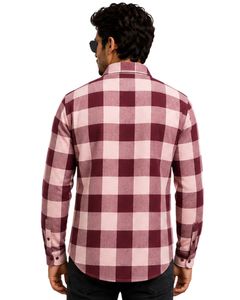 Lavender Purple Plaid Men Flannel Shirt Long Sleeve Button <b>Down</b> Checkered Cotton Casual Shirt With Chest Pockets Streetwear - Product Image 2