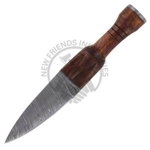 Nueva Edición Cuchillo de Caza y Camping de Hoja Fija de Acero de Damasco con Punta de Caída, con Mango de Palisandro - Product Image 1
