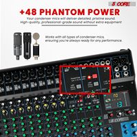 Mezclador de Audio Profesional D0100H7TFZP de 20 Canales, Consola de Sonido Estéreo, 24 Efectos SPX, Alimentación Fantasma de 48V, Grabación de Estudio, Como se Muestra
