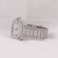 Montre Homme de Luxe Carrée en Acier Inoxydable avec Calendrier et Diamants Colorés, Style Étoile, Mouvement Mécanique Automatique Haut de Gamme, Cadran 20mm