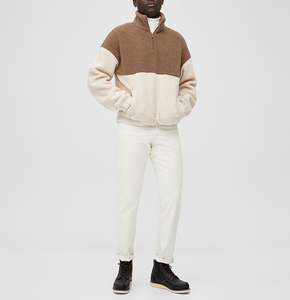 2026 New Color Block Stand Collar 1/4 Zip Pullover <b>Fleece</b> Front Logo Breathable Loose Fit Hoodie Sweatshirt <b>Jumper</b> <b>Men</b> - Product Image 3