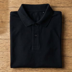Polo homme noir à manches courtes, couleur unie, décontracté, léger, col rabattu, pour l'été - Product Image 3