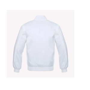 <b>Men's</b> <b>White</b> Bomber <b>Jacket</b> Stand Collar Button Closure Casual Style Spring Wear Regular Fit 100% Polyester Shell - Product Image 4