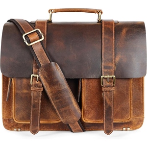 Sac messager en cuir véritable de qualité supérieure, sac à bandoulière rétro avec fermeture à rabat pour le bureau, les voyages et le transport quotidien, sac Pro - Product Image 3