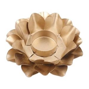 Golden Metal Lotus Flower T-Light Candle <b>Holder</b> Decorative Table <b>Tealight</b> Stand for Home Living Room Decor - Product Image 2